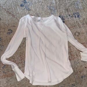 GAP White Ribbed Long Sleeve T-Shirt